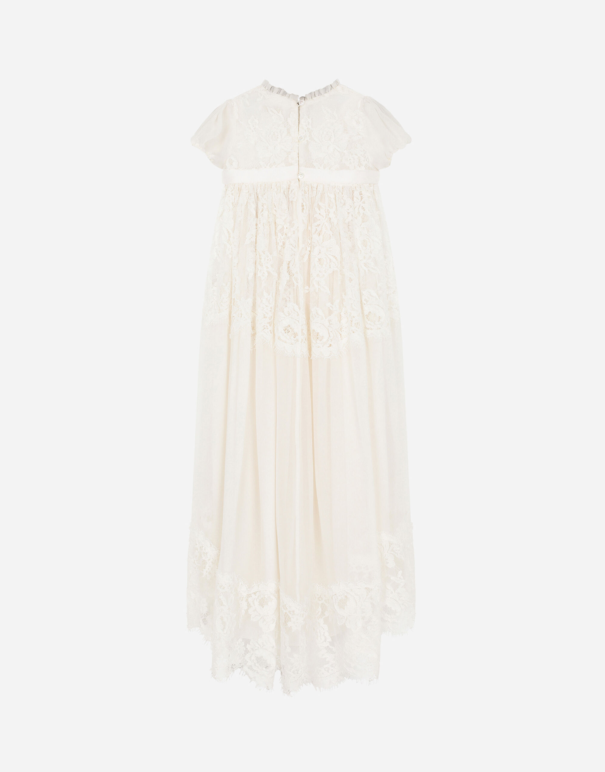 Long silk chiffon and lace dress in White for Boys | Dolce&Gabbana® US