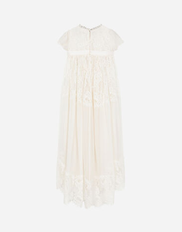 Dolce & Gabbana Long silk chiffon and lace dress White L0EGC7FU1AT