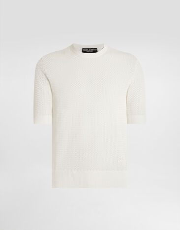 Dolce & Gabbana Pullover girocollo in cotone Bianco GXX03ZJBCGW
