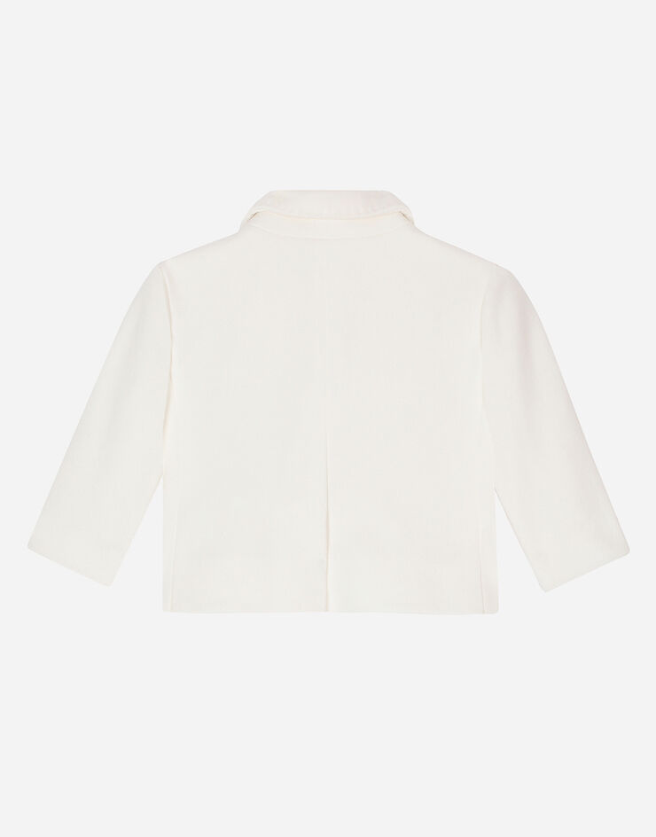 Dolce & Gabbana Classic single-breasted textured jersey jacket White L0EGG6HU7OM