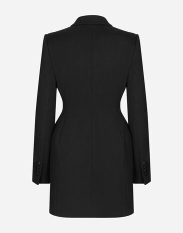 Dolce & Gabbana Long double-breasted Dolce tuxedo jacket in stretch wool Black F27CVTFUBGE