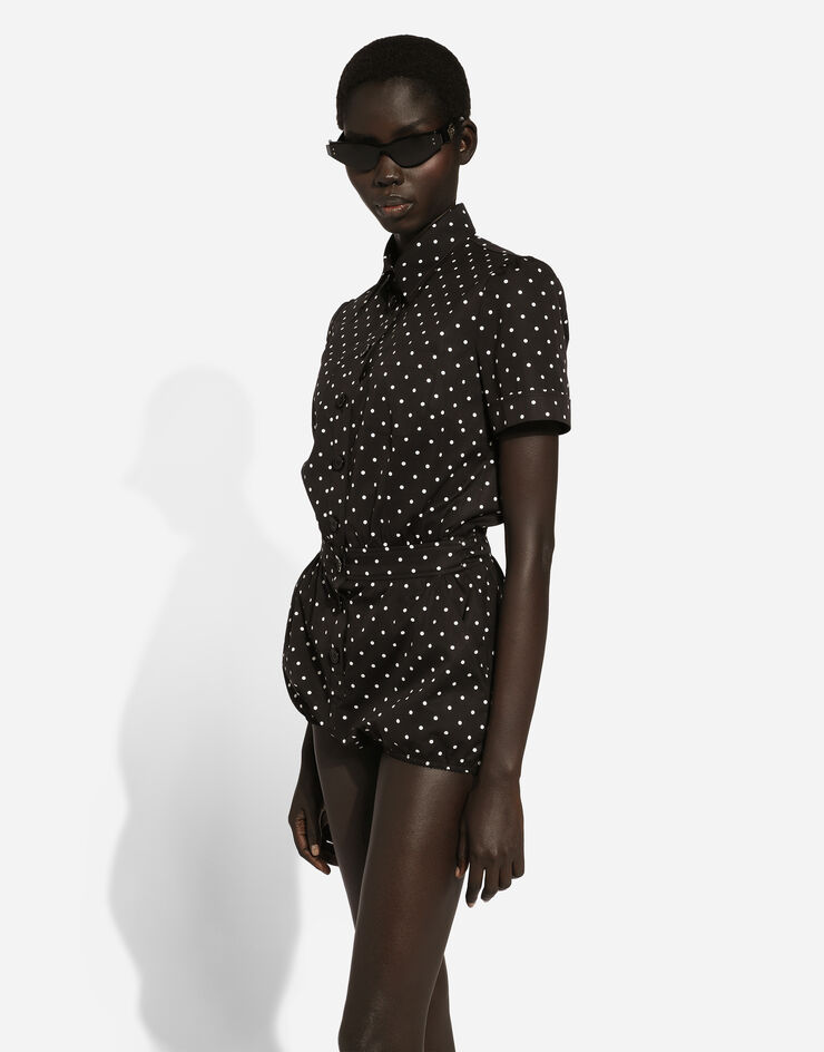 Dolce & Gabbana Cotton playsuit with polka-dot print Print F6JHZTHS5R6