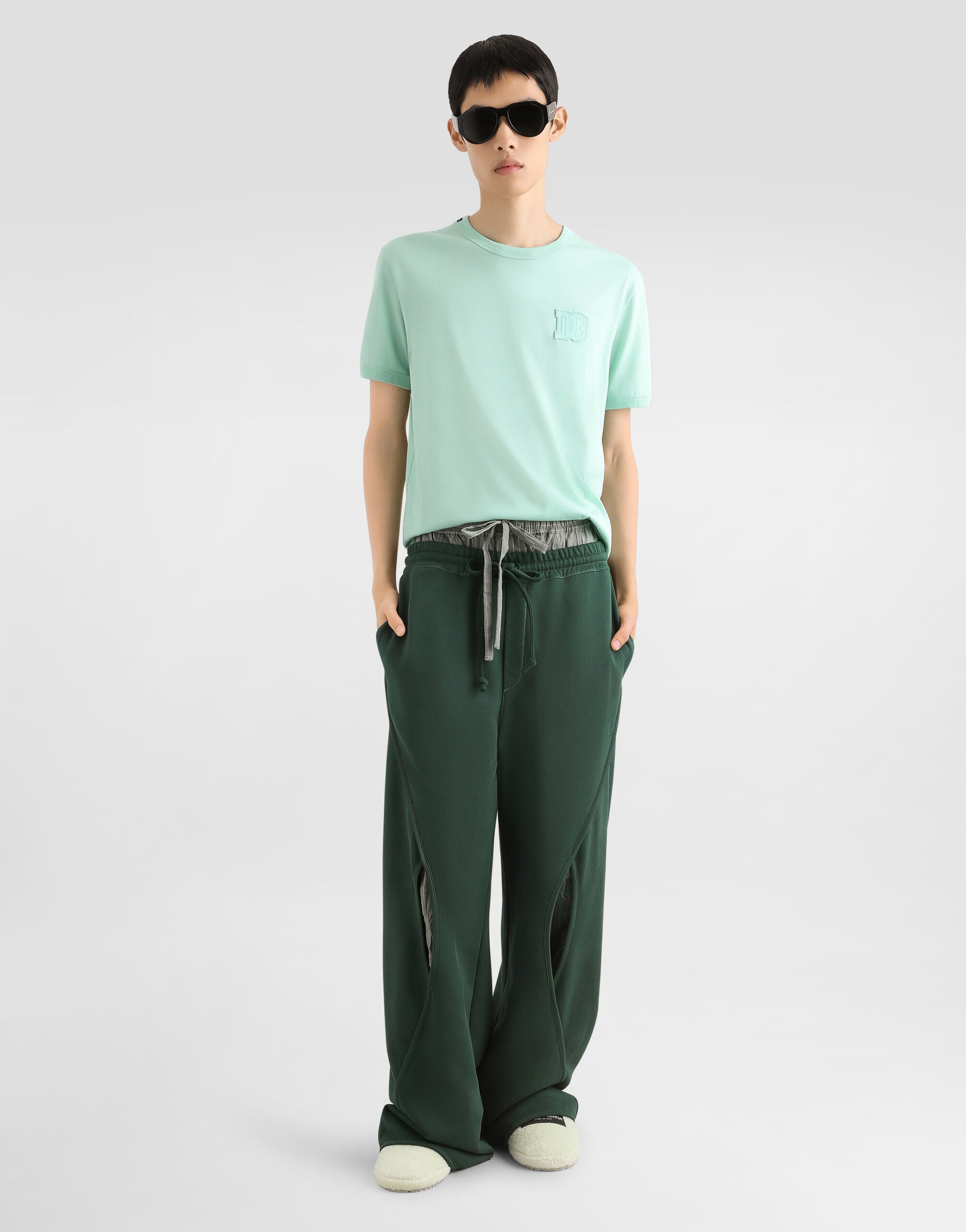 Cotton t-shirt with patch in Green for Men | Dolce&Gabbana® US