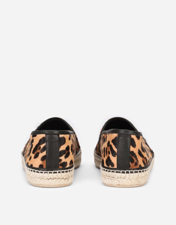 Dolce & Gabbana Leopard-print pony hair espadrilles with branded plate Multicolor A50454AO802