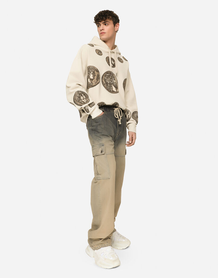 Dolce&Gabbana Coin print inside-out jersey hoodie Beige G9AKATG7JO8