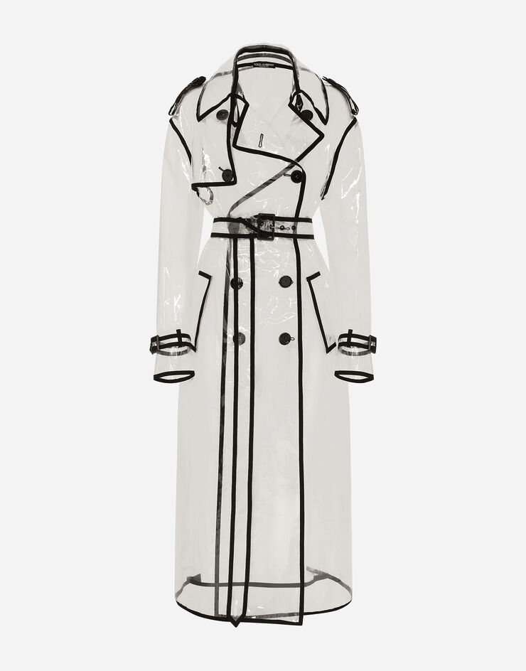 Dolce & Gabbana KIM DOLCE&GABBANA Gabardina de PVC con ribetes a contraste Transparente F0C2QTFUSKE