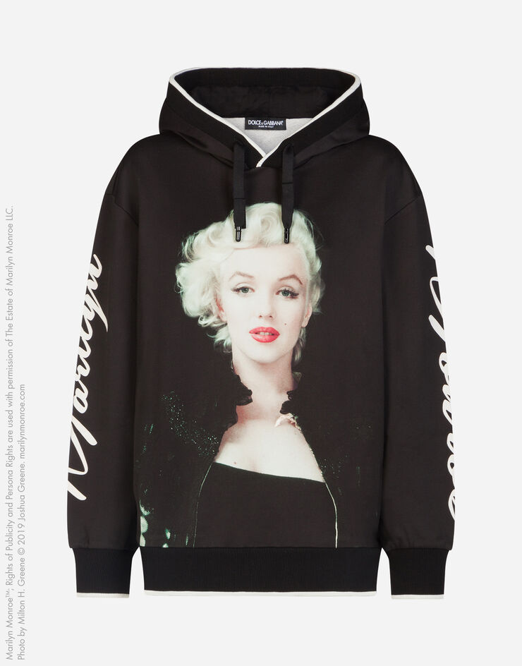 Dolce & Gabbana Jersey hoodie with marilyn monroe print BLACK F9F07TFI7SW