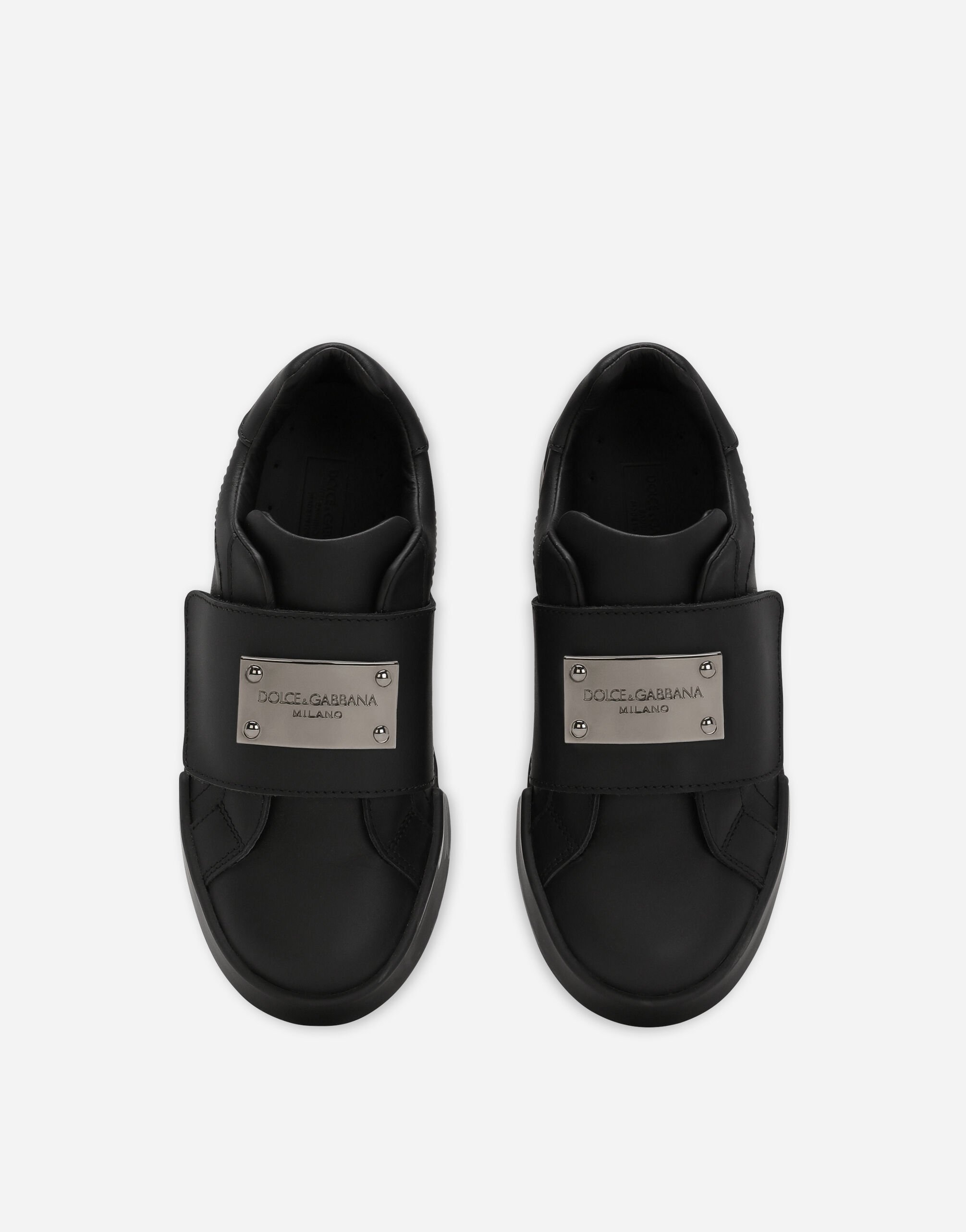 Calfskin Portofino sneakers in Black for Men Dolce Gabbana