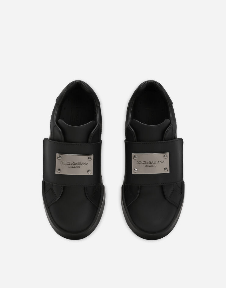 Dolce&Gabbana Sneakers Portofino en cuir de veau Noir DA5156A3444