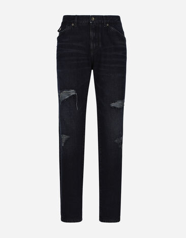 Dolce & Gabbana Blue denim jeans with abrasions and rips Blue GH764AFU3LU