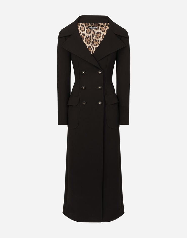Dolce & Gabbana Double-breasted wool coat with DG buttons Black F0AR3TFU2NX