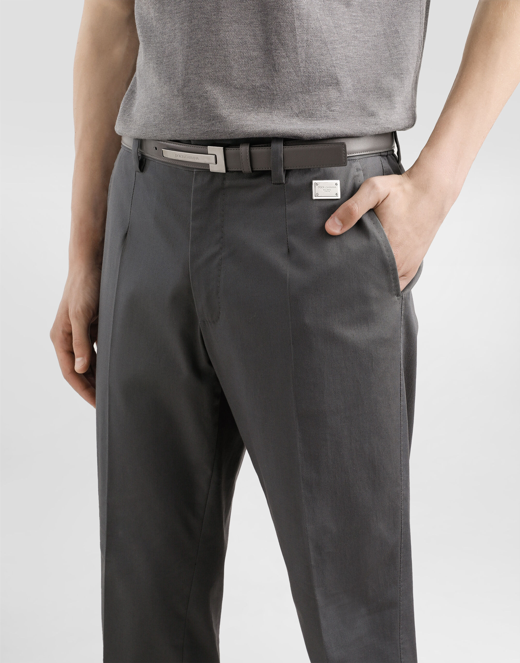Tailored cotton pants in Grey for Men | Dolce&Gabbana® US