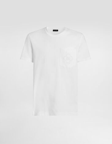 Dolce & Gabbana Cotton t-shirt with logo embroidery White G8RA2ZG7P7U