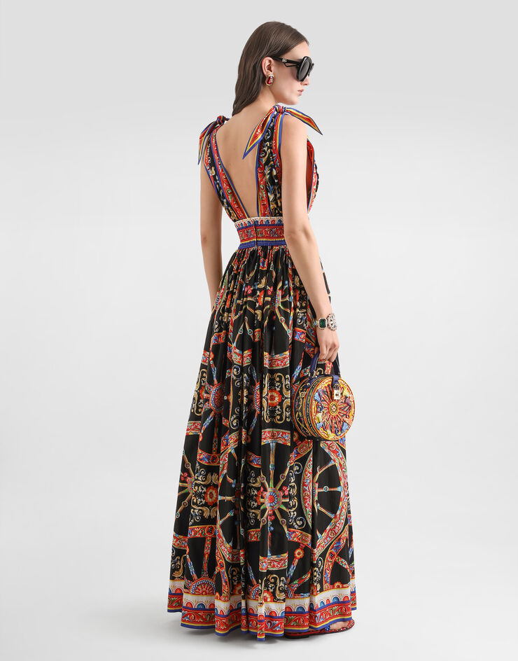 Dolce & Gabbana Carretto-print long poplin dress Multicolor F615ZTGDDTF