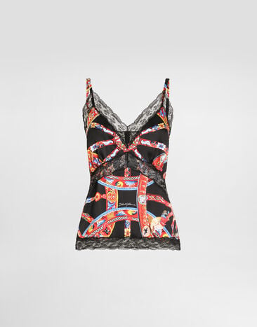 Dolce & Gabbana Carretto-print silk satin top Multicolor F7BR7TIS13Y