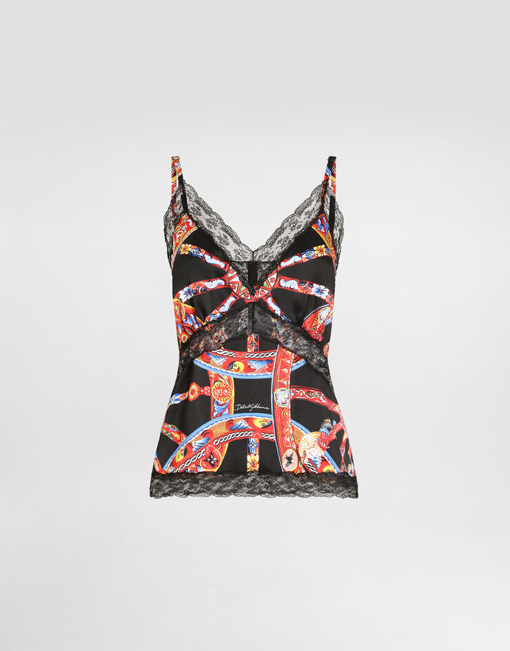 Dolce & Gabbana Carretto-print silk satin top Multicolor F7BR7TIS13Y