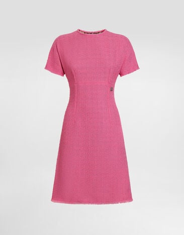 Dolce & Gabbana Robe midi en tweed Rachel à logo DG Rose F6ARVTFMMHN