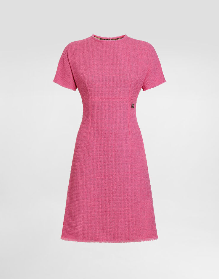 Dolce & Gabbana Robe midi en tweed Rachel à logo DG Rose F6ARVTFMMHN