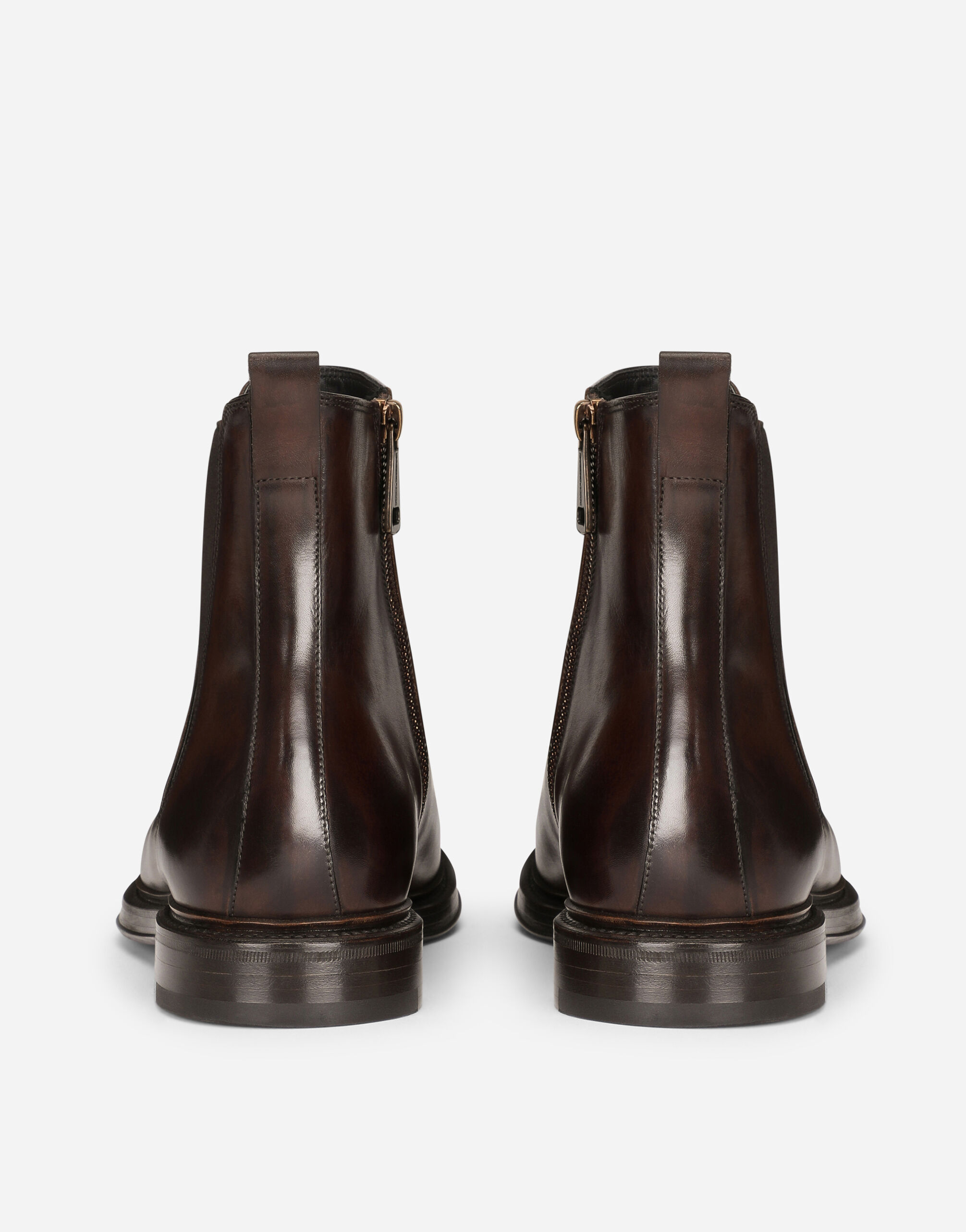 Hand painted calfskin Chelsea boots in BROWN for Men Dolce Gabbana