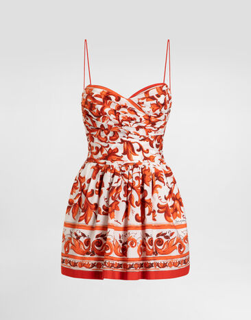 Dolce & Gabbana Majolica-print poplin short dress Multicolor F61ADTGDDRL