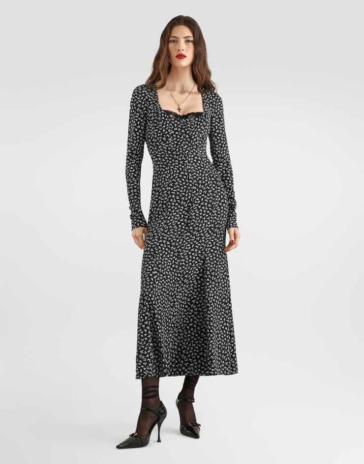 Dolce & Gabbana Leaf-print charmeuse dress Dolce & Gabbana Leaf-print charmeuse dress Multicolor F632XTFSAGK