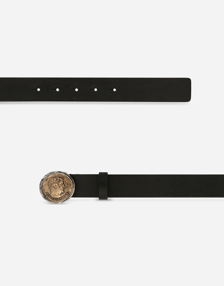 Dolce & Gabbana Leather belt with brand coin Black BC4807AO163