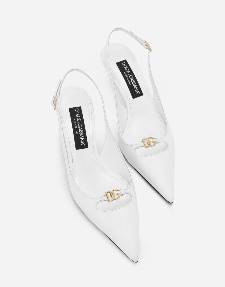 Dolce & Gabbana Zapato destalonado de napa sedosa con logotipo DG Blanco CG0796A1953
