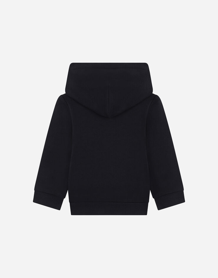 Dolce & Gabbana Sudadera con capucha de punto con placa logo Azul L1JW2VG7OLJ