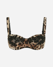 Dolce & Gabbana Leopard-print satin balconette bra with lace detailing Black O2E77TONN77