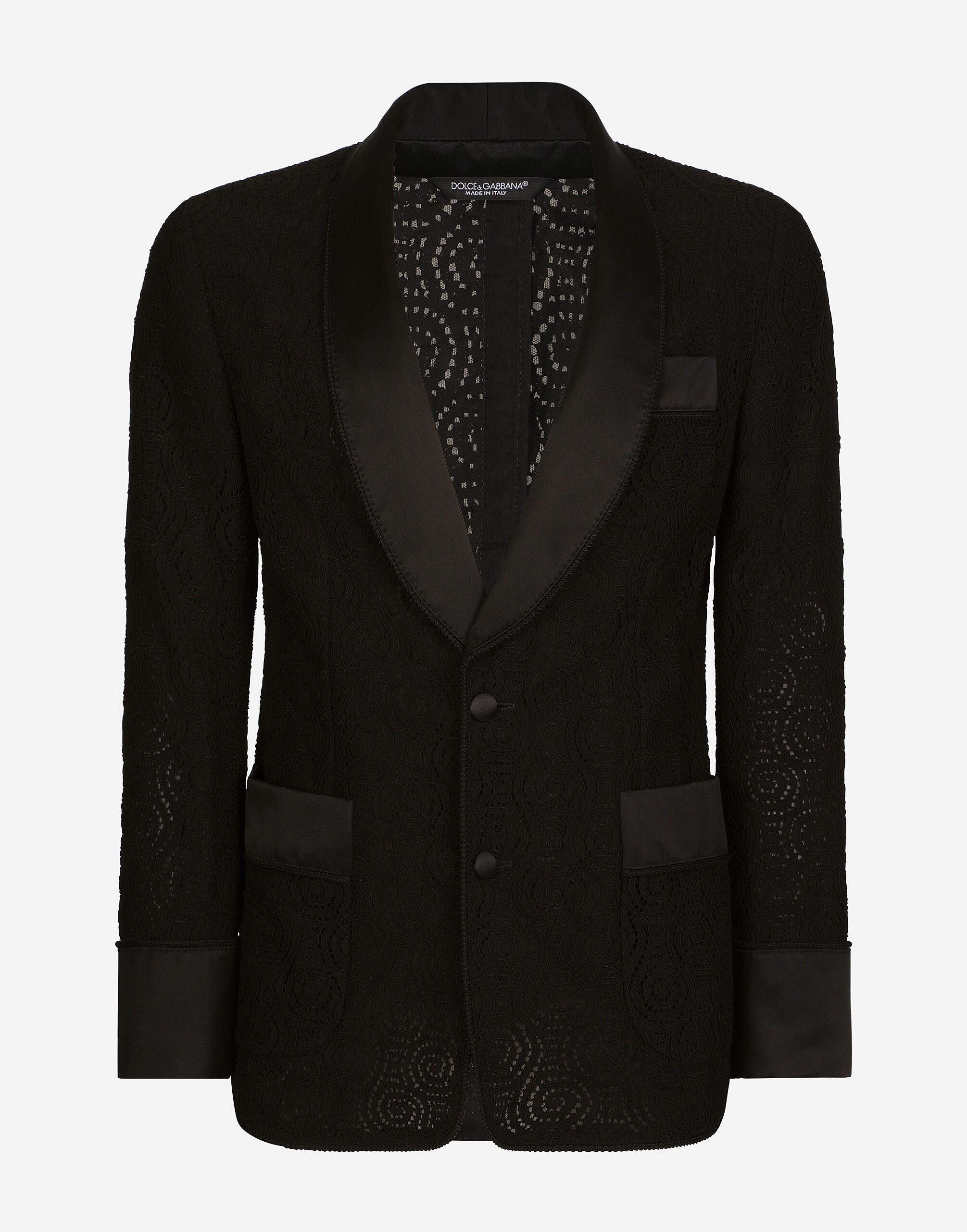 Lace Sicilia fit tuxedo jacket in Black for Dolce Gabbana US