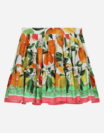 Dolce & Gabbana Poplin skirt with lemon and orange print Print L5JP5BHPGF4