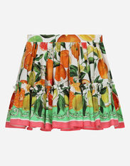 Dolce&Gabbana Poplin skirt with lemon and orange print White L5JTKTG7KXT