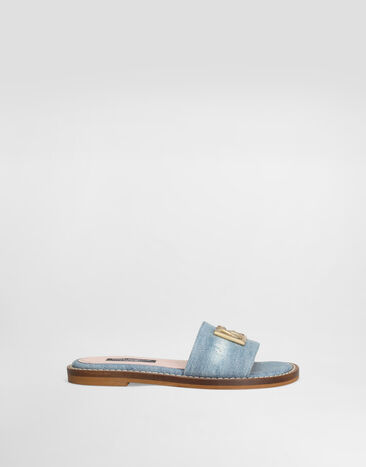 Dolce & Gabbana Flat denim sliders with DG logo Multicolor D11285A4801