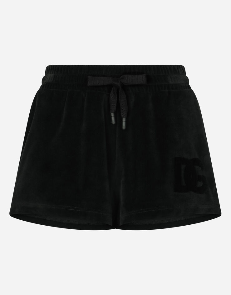 Dolce&Gabbana Chenille shorts with Dolce&Gabbana embroidery Black FTCKKZGDBZU