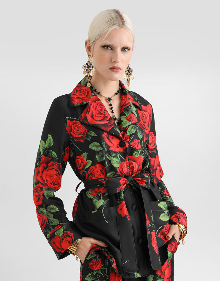 Dolce & Gabbana Hemd vanity aus Twill mit Rosen-Print Dolce & Gabbana Hemd vanity aus Twill mit Rosen-Print Multicolor F5Q03TIS137