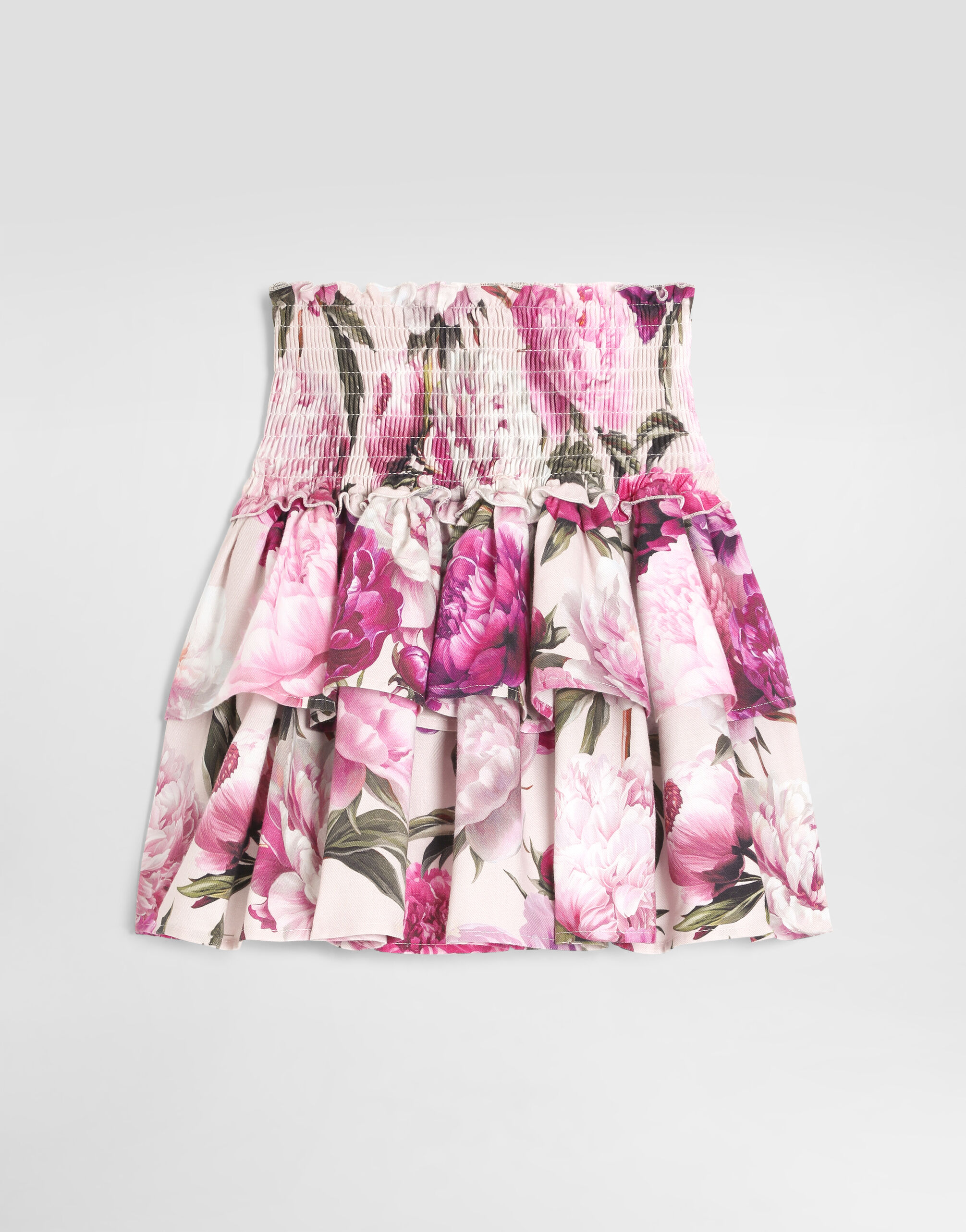 Peony-print cotton flannel skirt in Multicolor for Girls