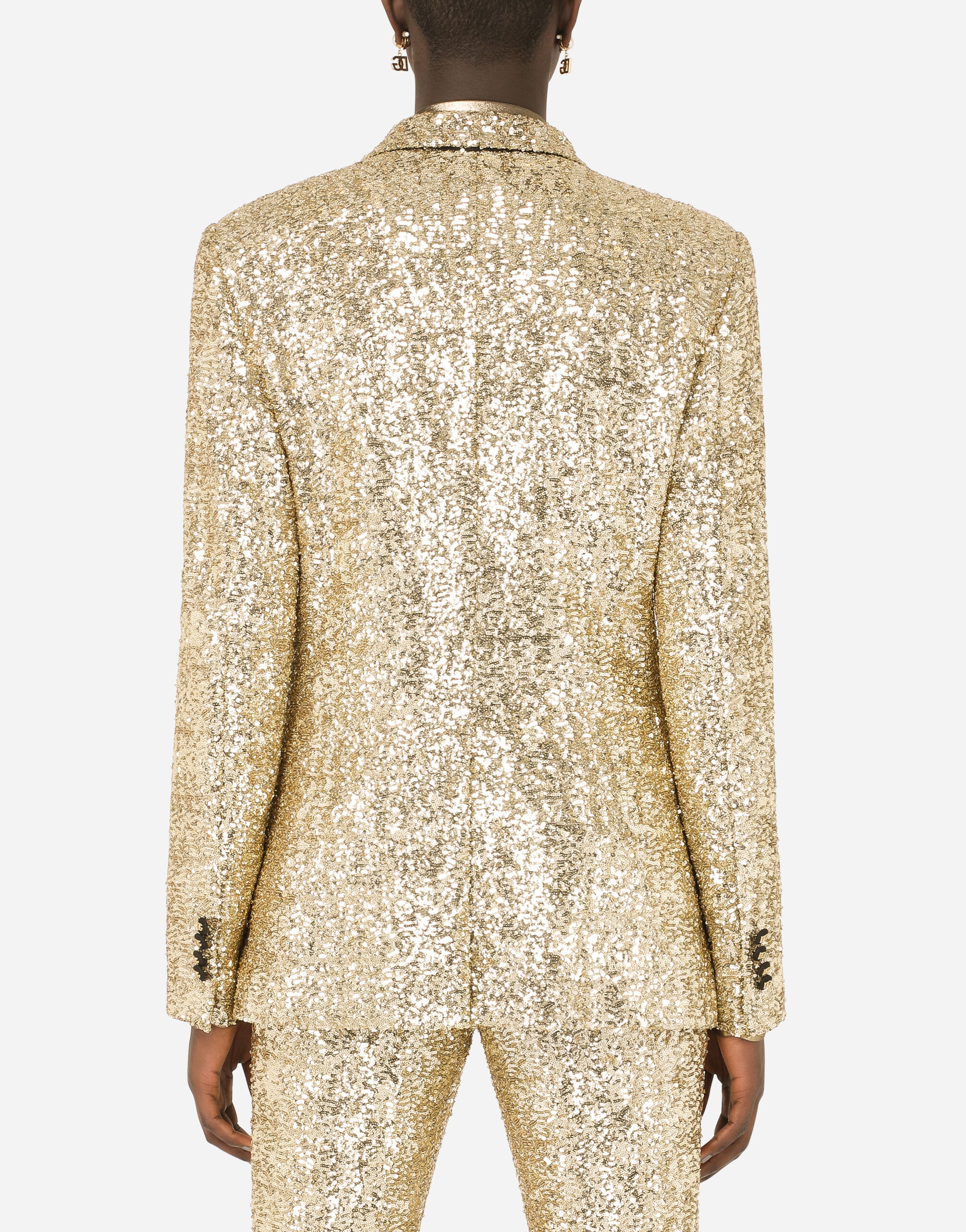 Double breasted sequined Sicilia fit suit in Gold for
