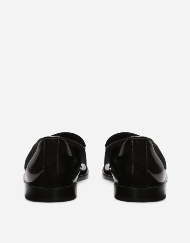 Dolce & Gabbana Slippers en cuir de veau brillant Noir A50506A1037