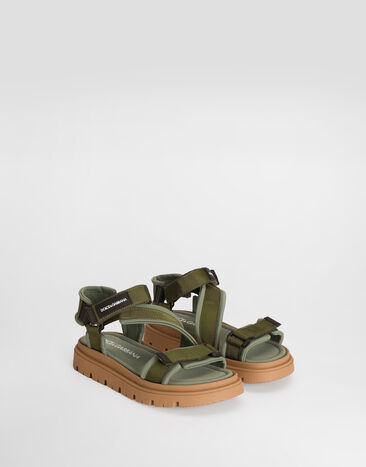 Dolce & Gabbana Sandale aus Stoff und Nappakalbsleder Green DA5350A5555