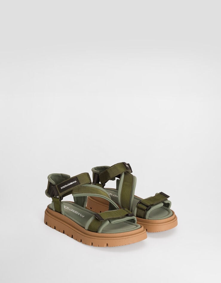 Dolce & Gabbana Fabric and nappa calfskin sandals Dolce & Gabbana Fabric and nappa calfskin sandals Green DA5350A5555