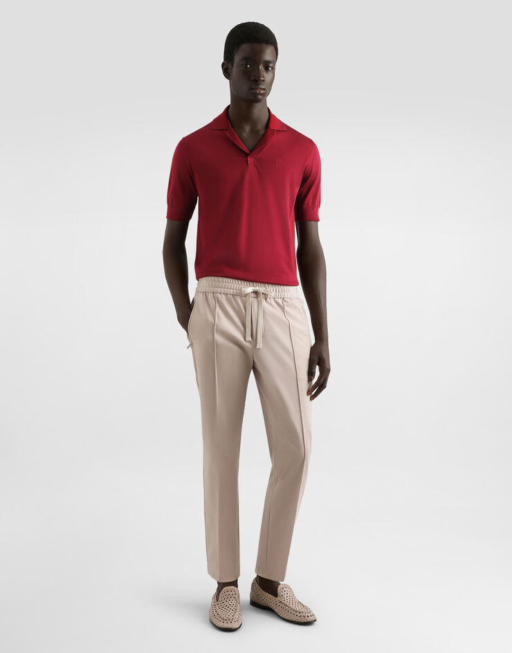 Dolce & Gabbana Polo en soie avec logo brodé Bordeaux GXZ09ZJBSK3
