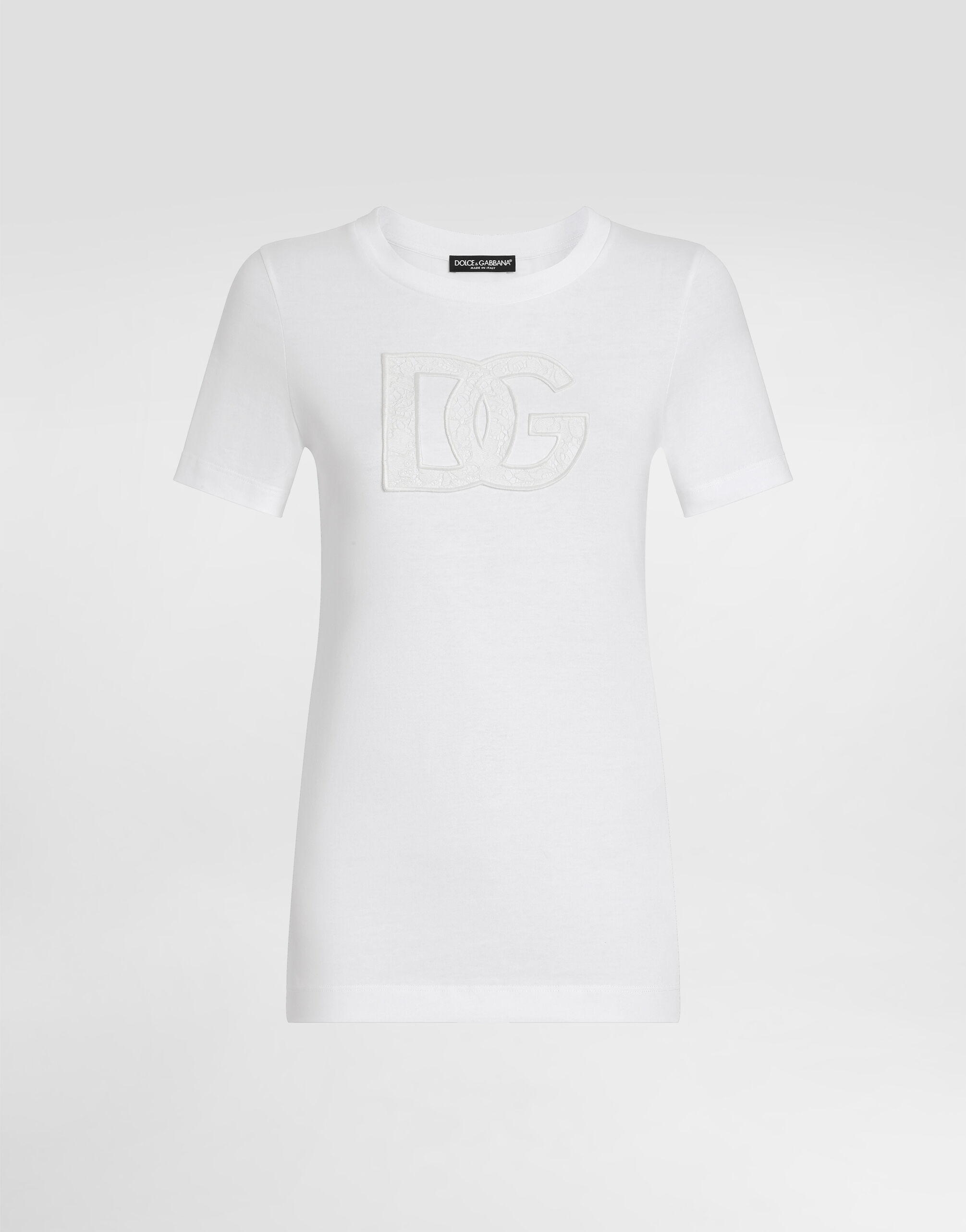 【新品未使用】DOLCE&GABBANA D&G ロゴ Tシャツ カットソー Jersey T-shirt with DG logo patch in White for Women