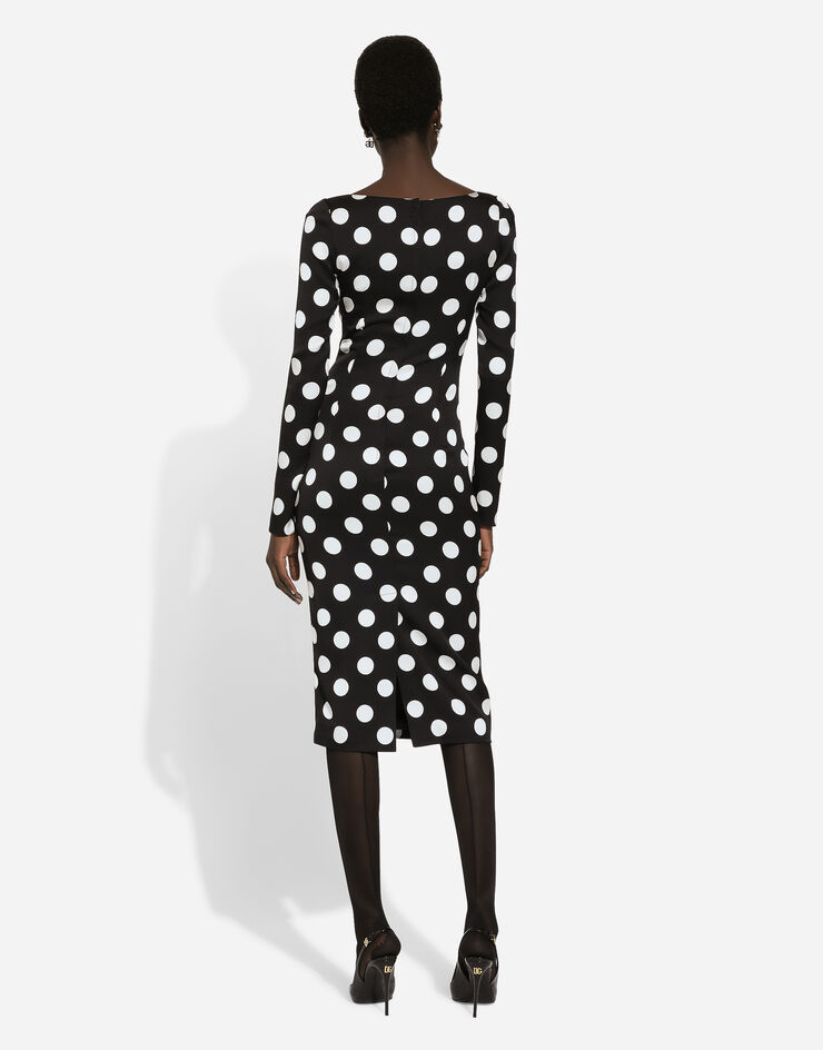Dolce & Gabbana Charmeuse sheath dress with macro polka-dot print Print F6GAFTFSA6L