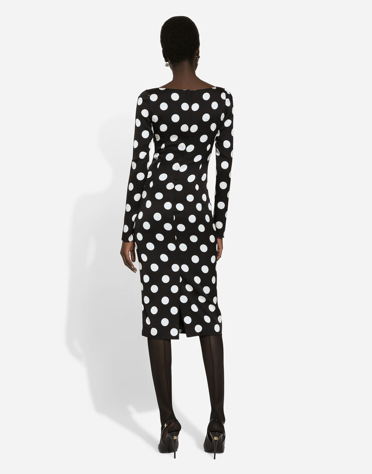 Dolce & Gabbana Charmeuse sheath dress with macro polka-dot print Imprimé F6GAFTFSA6L