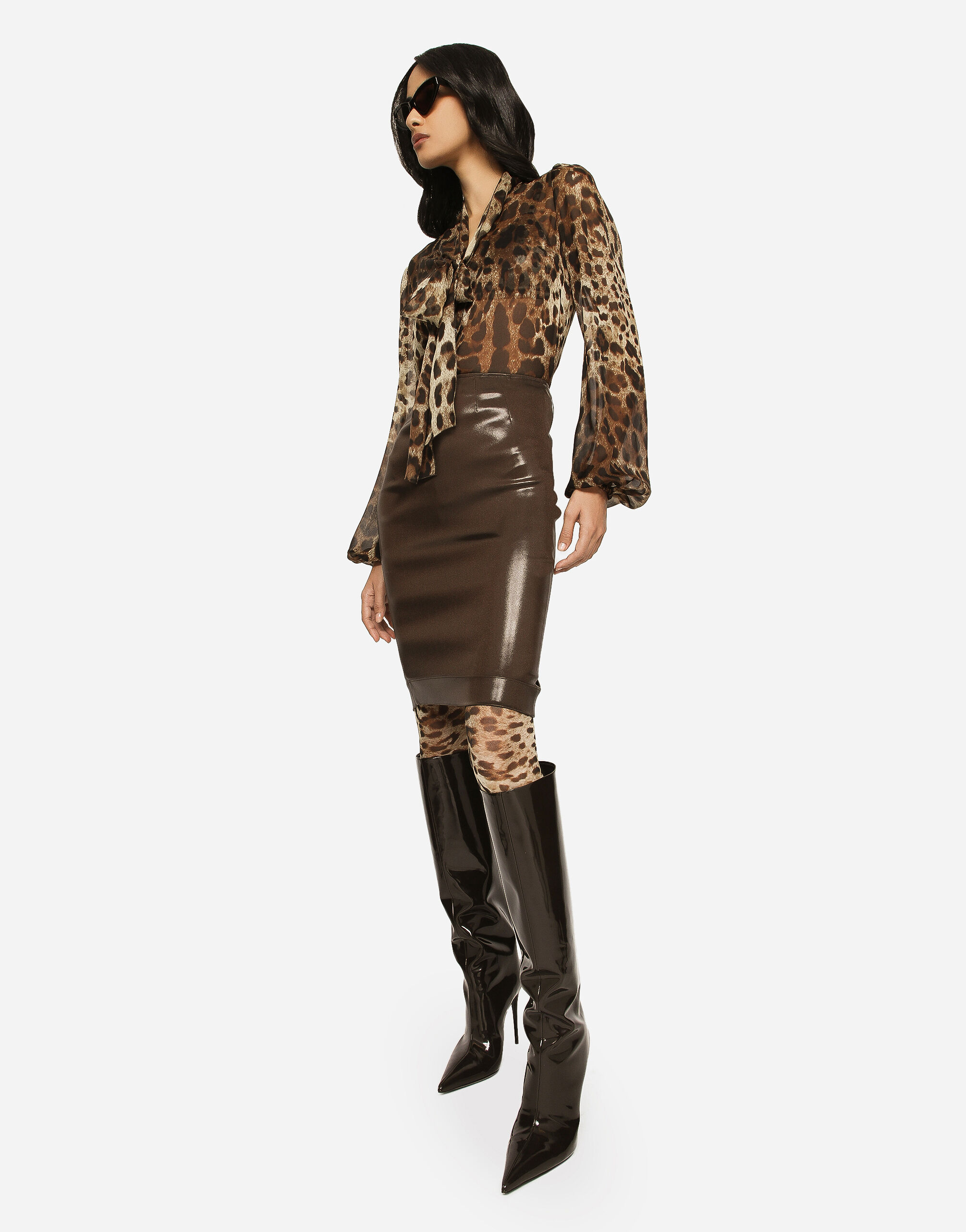 givenchy archive leopard long shirt お兄系 Leopard-print chiffon pussy-bow shirt in Animal Print for Women