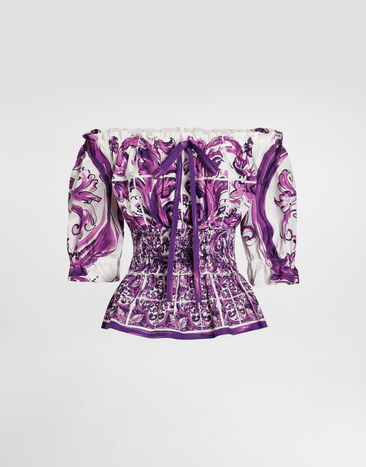 Dolce & Gabbana Majolica-print poplin top Multicolor F71I6TFI5JP