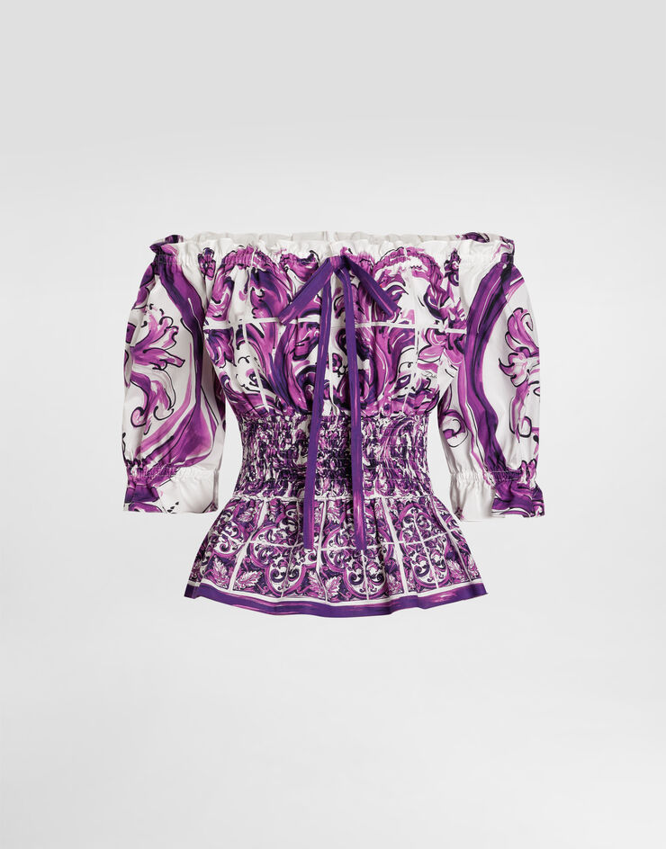 Dolce & Gabbana Majolica-print poplin top Multicolor F71I6TFI5JP