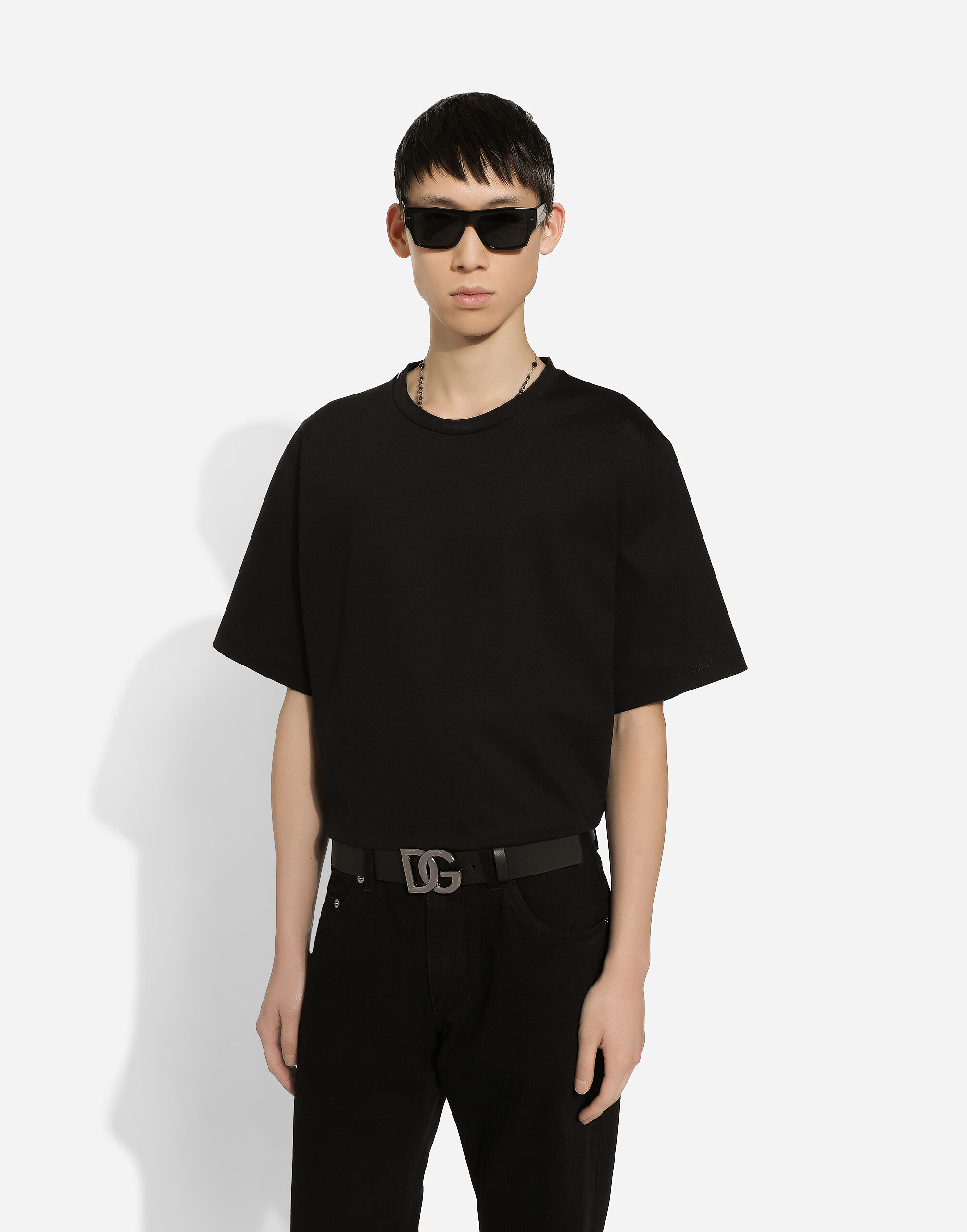 Lux leather belt with crossover DG logo buckle in Black for Men Dolce Gabbana US