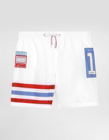 Dolce & Gabbana Medium nylon swim shorts with striped print Multicolor L4J818ON0CP