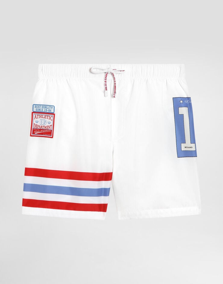 Dolce & Gabbana Medium nylon swim shorts with striped print Multicolor L4J818ON0CP